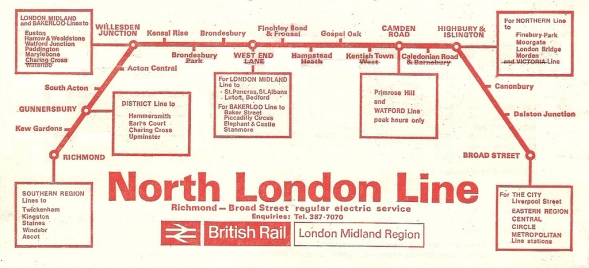 This great old line map shows the North London line in quite a different configuration from today.